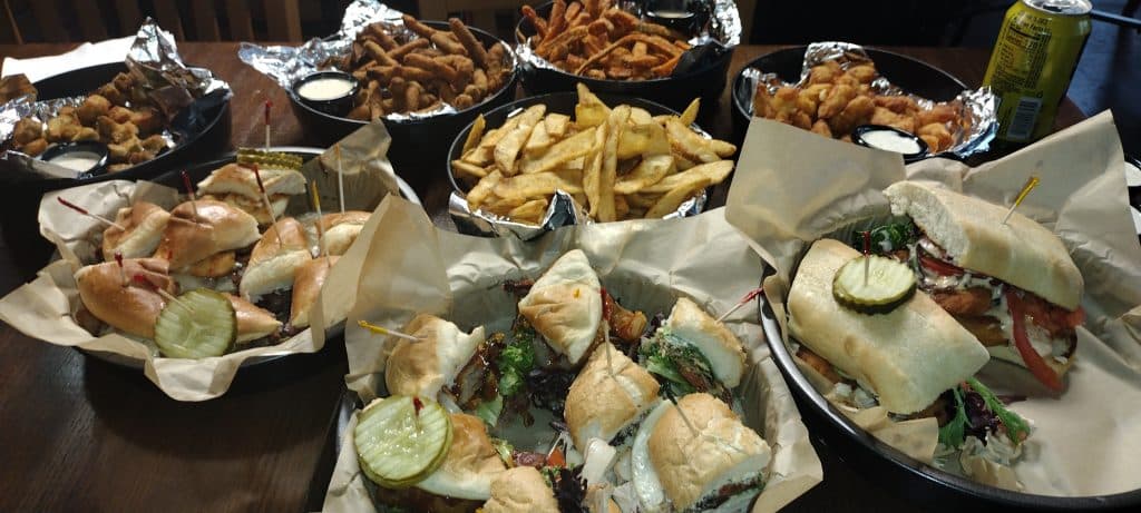 Food spread at The Gobbler Grub and Pub